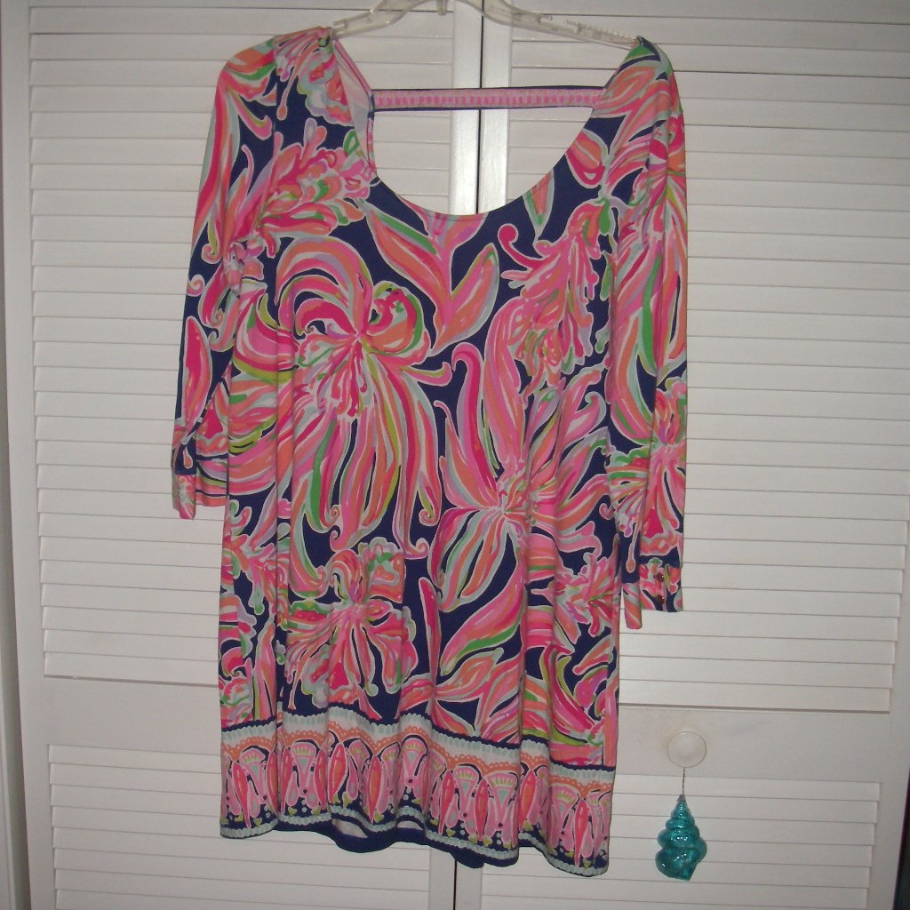 Lilly Pulitzer Colorful 3/4 Sl Shift Dress Sz Xl